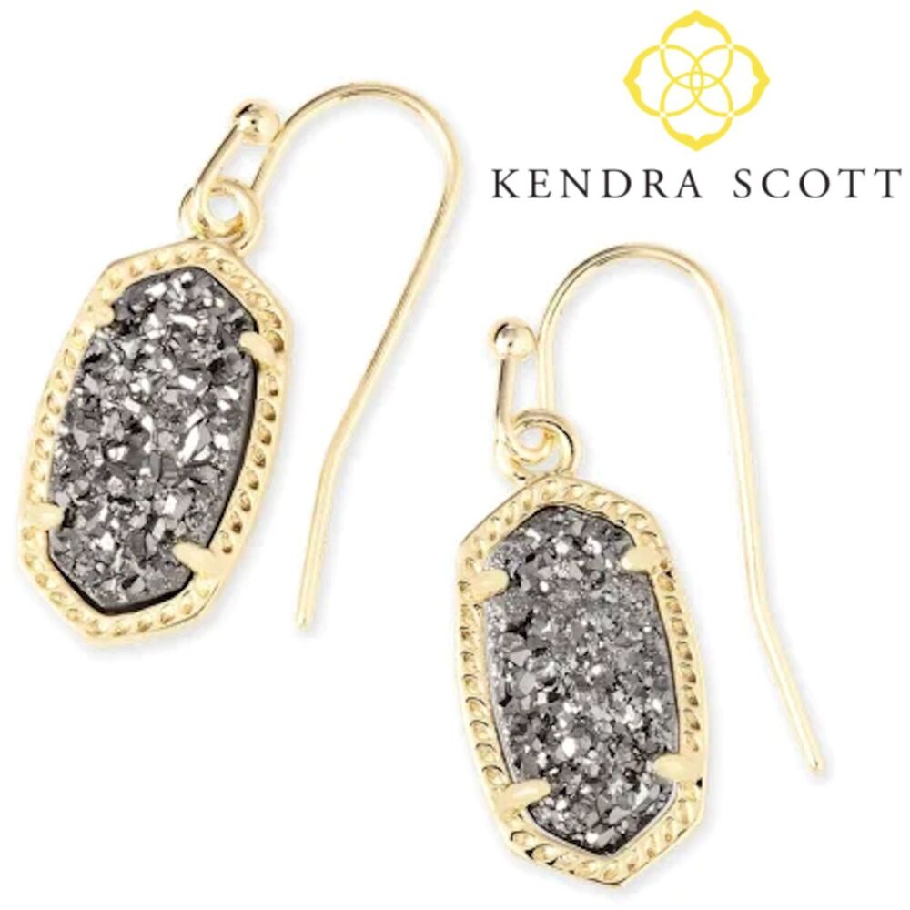 NWOT Kendra Scott Lee Gold Platinum Drusy Drop Earrings